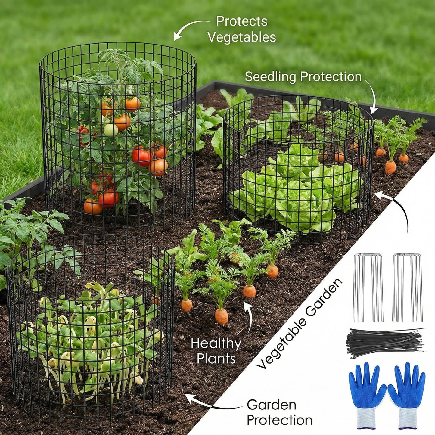 3Pack Plant Protector from Animals, 9pcs Wire Plant Protectors Metal Mesh Plant Cages, 11.8 x 15.7 Inch Outdoor Plant Guards for Rabbits Chicken Squirrels and Garden Protection