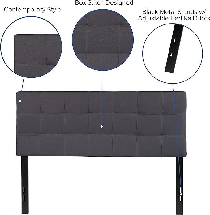 Flash Furniture Bedford Tufted Upholstered Full Size Headboard in Dark Gray
