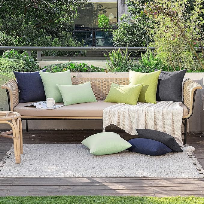 MIULEE Pack of 2 Decorative Outdoor Solid Waterproof Throw Pillow Covers Faux