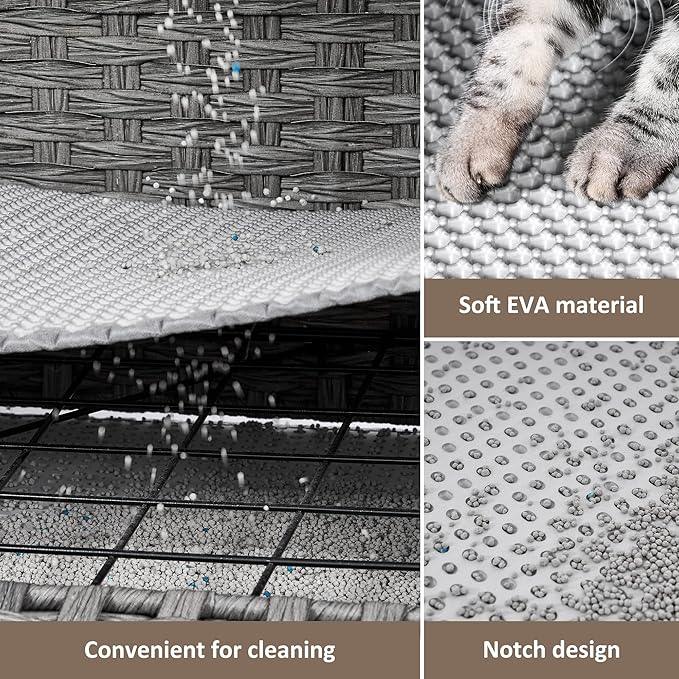 Cat Litter Box Enclosure with Soft Litter Mat; Hidden Kitten Washroom Furniture
