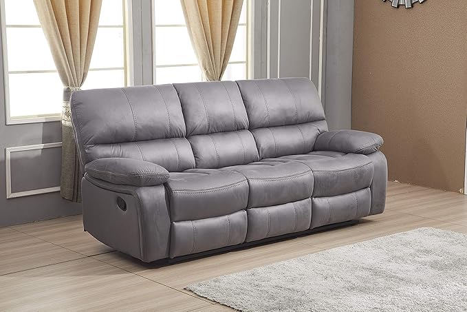 Betsy Furniture Microfiber Reclining Sofa Couch Set Living Room Set 8007