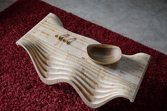 Pine Wood Living Room Coffee Table Organic Design Decor Furniture