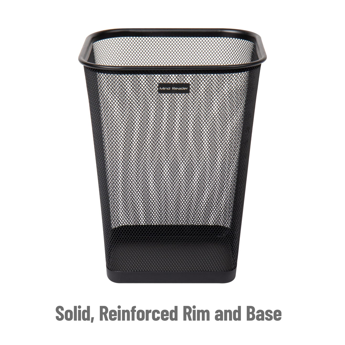 Mind Reader Mesh Trash Can, Waste Paper Basket, Square, Office, Metal Mesh, 9.75" L x 9.75" W x 12.25" H, Set of 4, Black