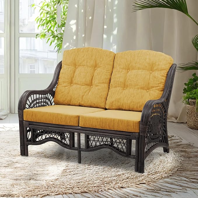 Malibu Lounge Loveseat Sofa Natural Rattan Wicker Handmade Design