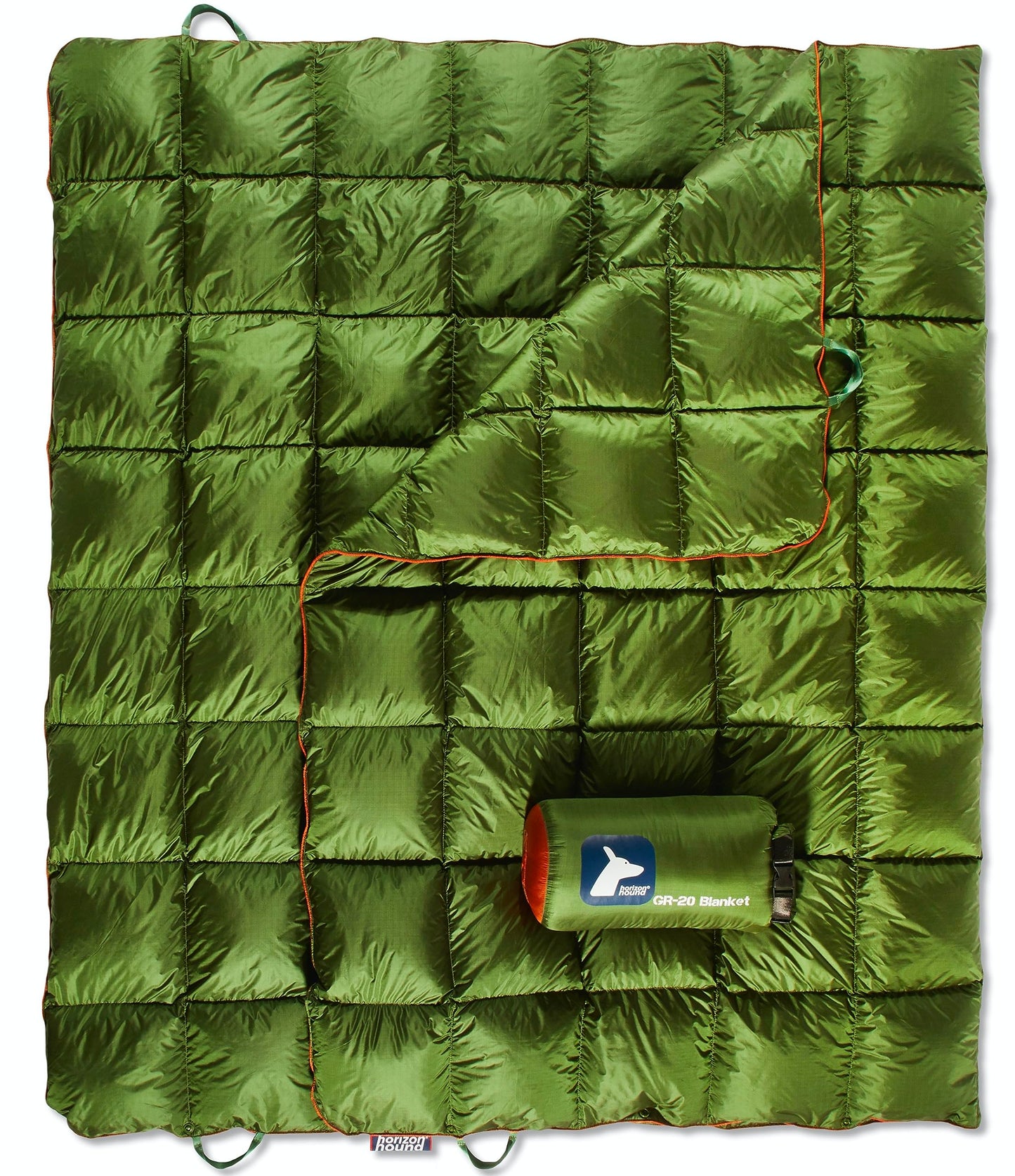 Horizon Hound Trek Down Camping Blanket - Outdoor Travel Quilt, Green | Insulated, Lightweight & Warm Gear for Sleep, Camping, Stadium, Hiking & Festivals | Water Resistant, Packable & Compact
