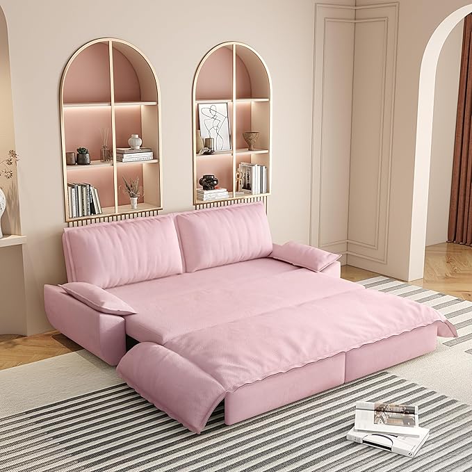 KEIKI 73.2" Queen Size Convertible Sofa Bed, 3-in-1 Pull Out Sleeper Couch