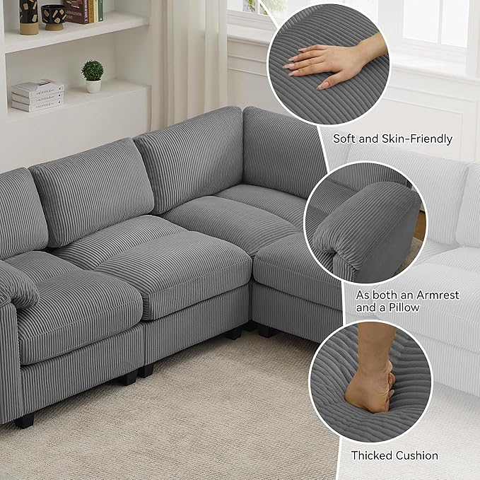 114'' V-Shaped Sectional Cloud Couch