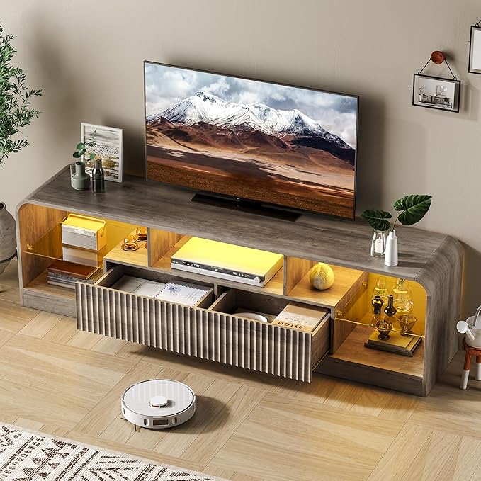 TV Stand for 60/65/70 Inch TVs, Modern Curved TV Console