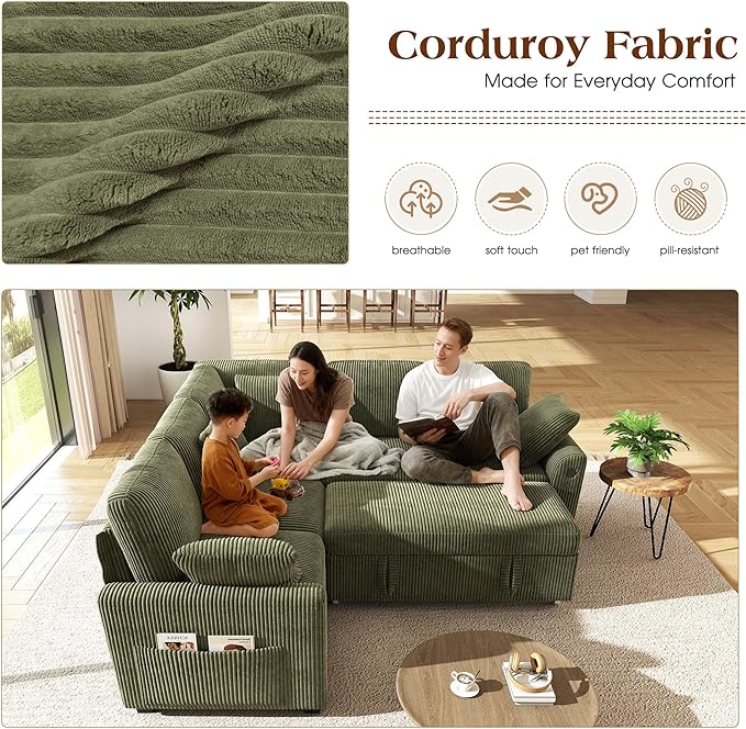 Ihanherry 83-inch 5-Seater Large Sectional Sofa Bed
