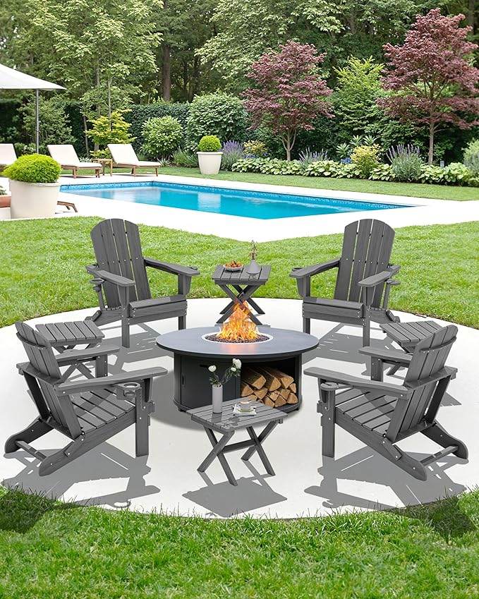 SERWALL Folding Outdoor Side Table Set of 4, Small Adirondack Side Table