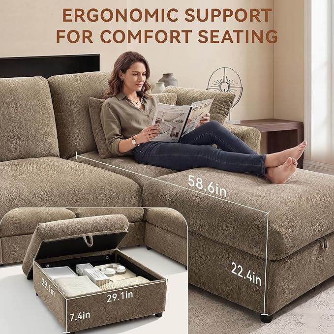 Ihanherry 141" Oversized Cloud Sectional Couches