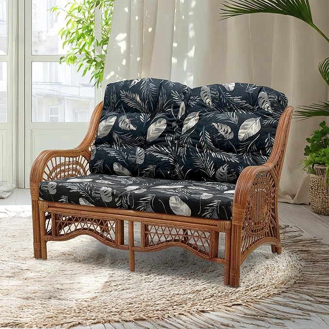 Malibu Lounge Loveseat Sofa Natural Rattan Wicker Handmade Design, Colonial