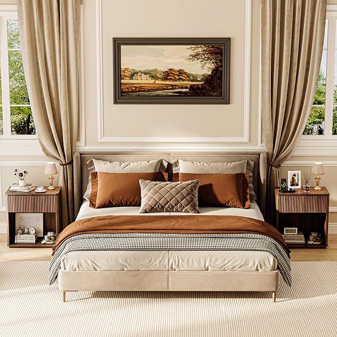Modern Fluted Nightstand Set of 2