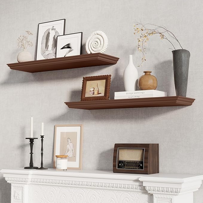 Fun Memories Floating Shelves 32 Inch Long, 9.3 Inch Deep Classic Crown Molding