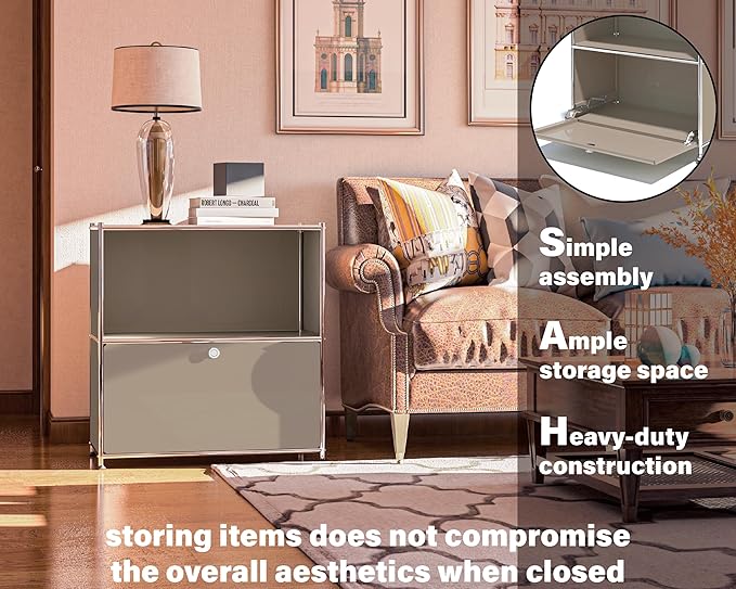 32.5-Inch Flip-Top Side Table & Buffet Cabinet