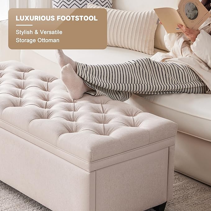 Mangodan 50" Storage Ottoman Bench, Tufted Ottoman