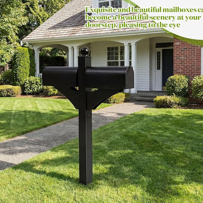 Colingmill Double Mailbox Post, Heavy Duty Iron Mailbox Stand Multifunctional Yard Solution for Duplex Homes Multi Family Homes(Mailboxes Not Included)