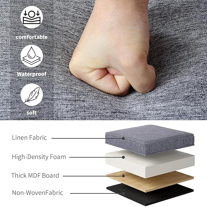 Adeco 17.5 Inch Square Storage Ottoman