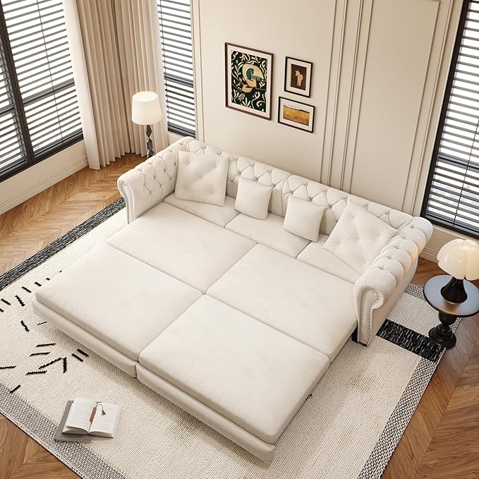 89" Velvet Pull Out Couch Bed