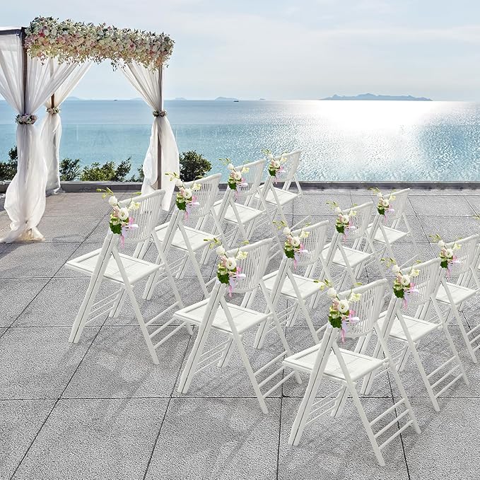 VINGLI Bamboo Folding Chair, Foldable Dining Wood Chairs Comfortable Seat