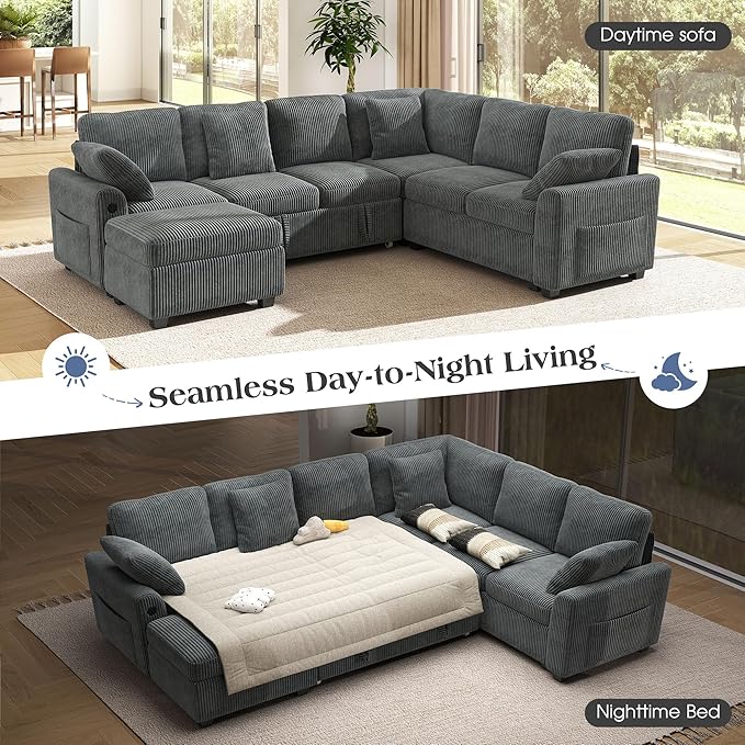 Ihanherry 7-Seater Large Sectional Sofa Bed