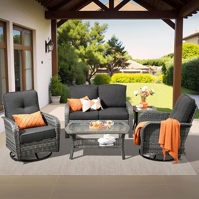 ovios 5-Piece Patio Furniture Set, Outdoor Wicker Sofa