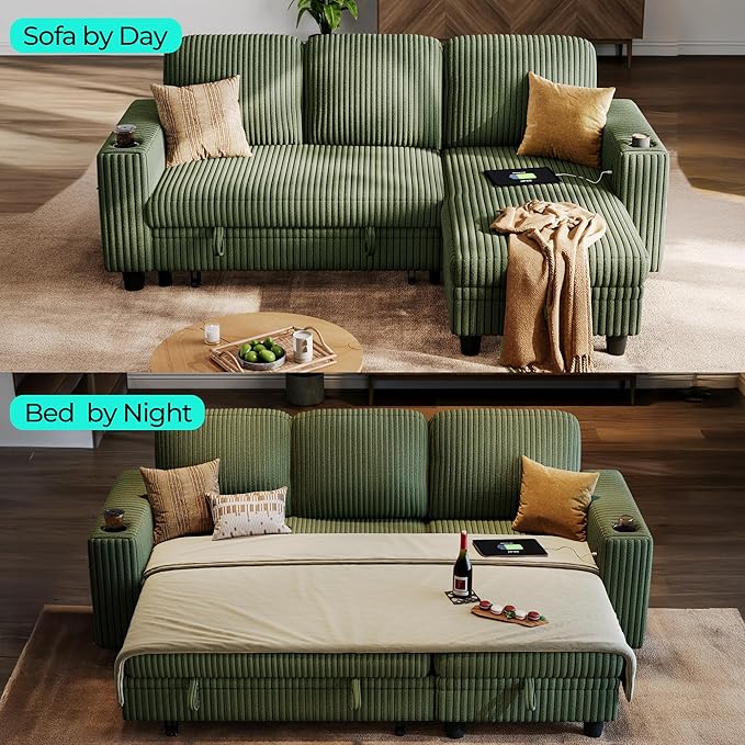 LINSY HOME Sectional Sleeper Sofa Pull Out Couches