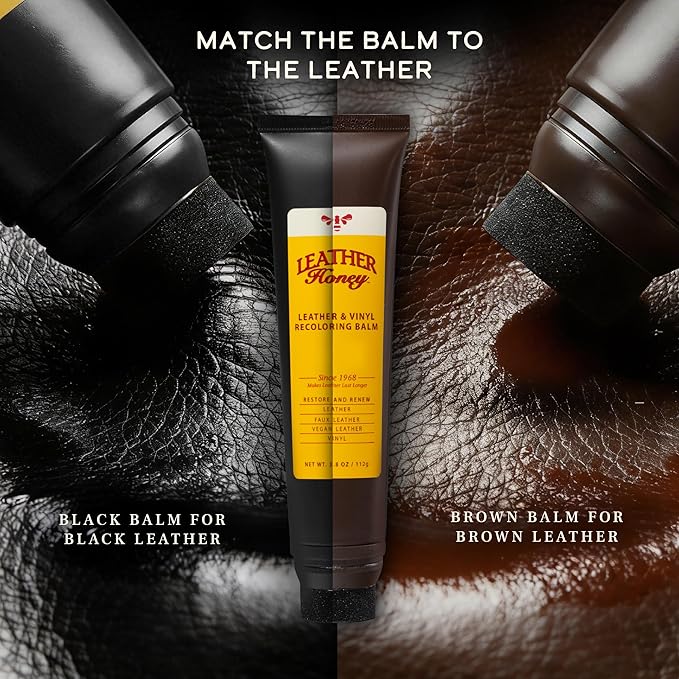 Leather Honey Black Recoloring Balm: Color Restorer and Scratch/Scuff Remover