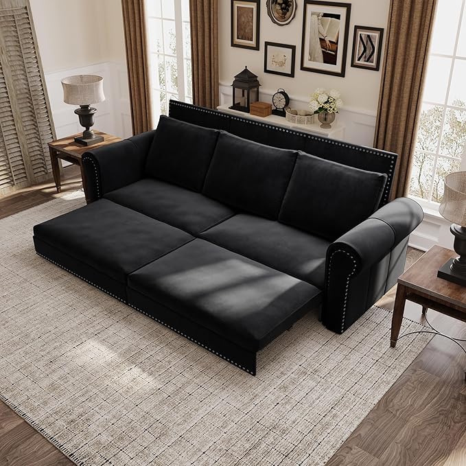 3 in 1 Convertible Sleeper Sofa Bed, 93.7" King Size Sofa Sleeper