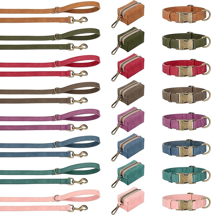 Didog Soft PU Leather Dog Collar, Stylish Quick Released Dog Collars for Medium Dogs, Easy Clean Adjustable Pet Collar for Daily Walking, Pink, M Fit 14-18" Neck