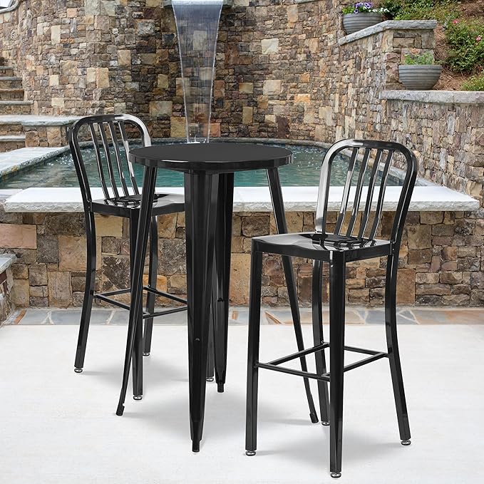 Flash Furniture Commercial Grade 30" High Black Metal Indoor-Outdoor Barstool