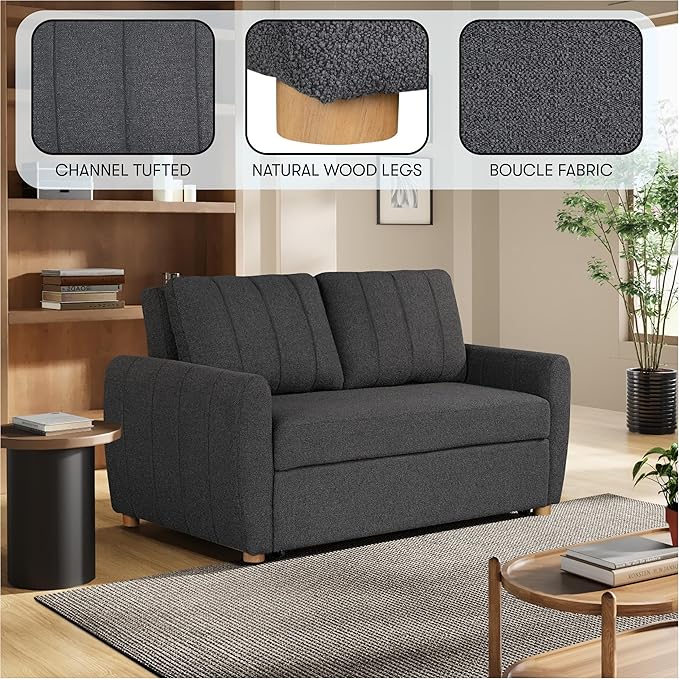 Serta Galway 66.5" Convertible Sleeper Loveseat, Full Size, Dreamcoil Comfort