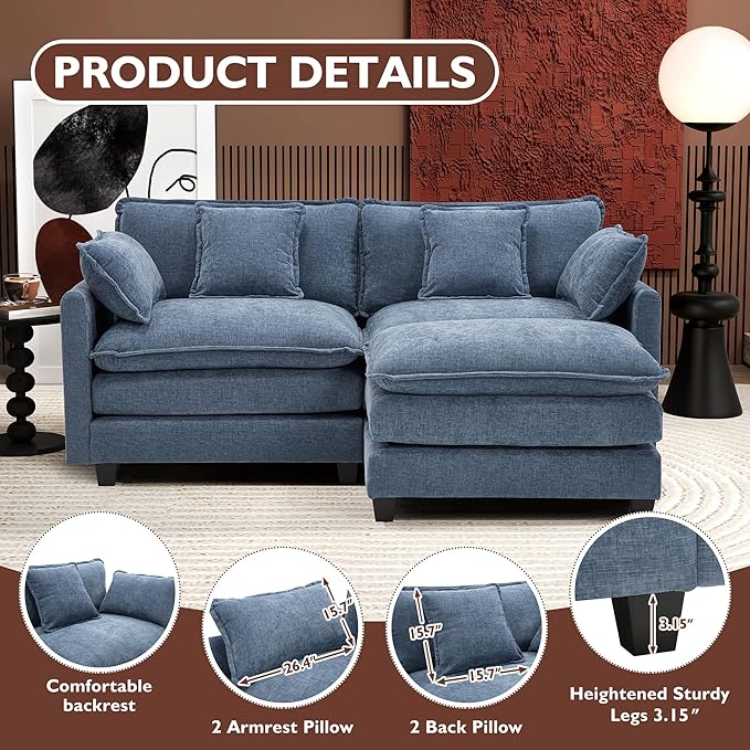Ihanherry 77" L Shaped Modern Sofa Modular Sectional Cloud Couch