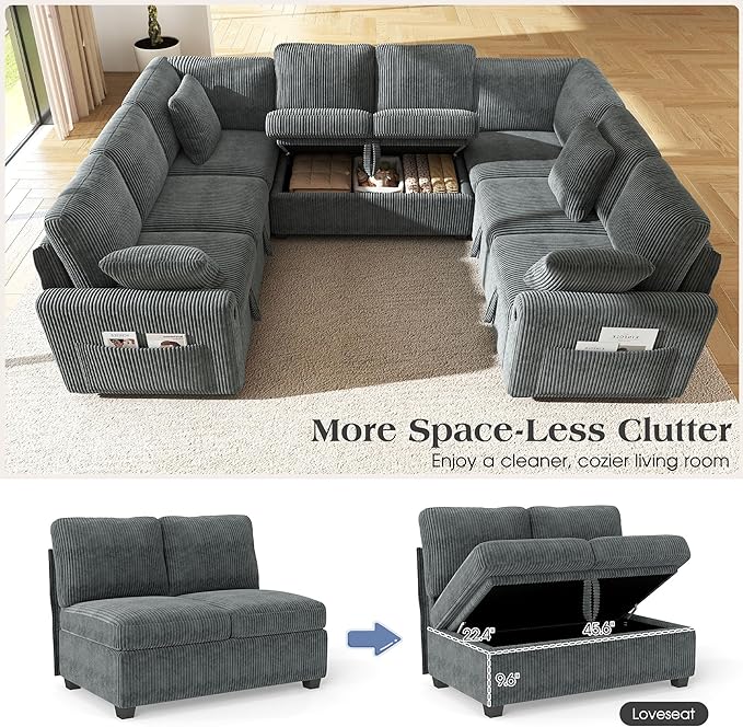 Ihanherry 8-Seater Large Sectional Sofa Bed