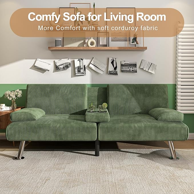 Shahoo Modern Upholstered Convertible Folding Futon Sofa Bed