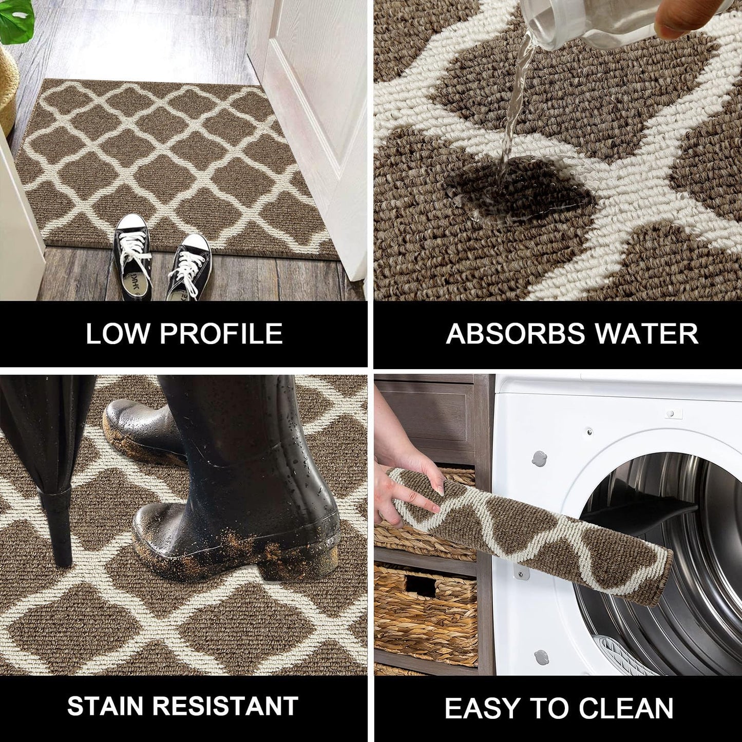 SHACOS Dirt Trapper Runner Rugs 2'x6' Non Slip Washable Hallway Kitchen Runner Rug Long Door Mats Rug Runner Carpet Runners for Garage Laundry Room Entryway, Brown