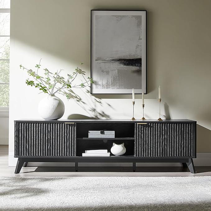 OKD 70" Mid Century Modern Fluted TV Stand, Entertainment Center, Media Console