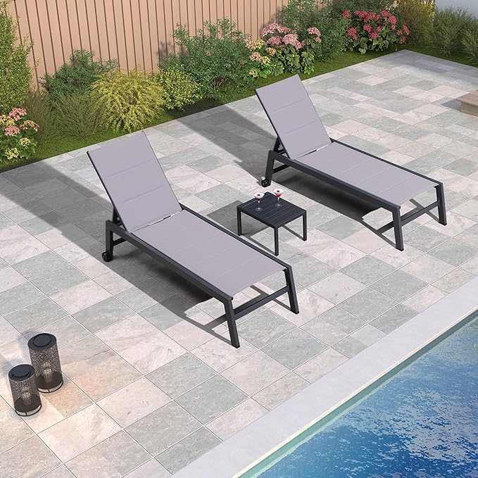 PURPLE LEAF Outdoor Chaise Lounge Set of 4 Aluminum Patio Chair
