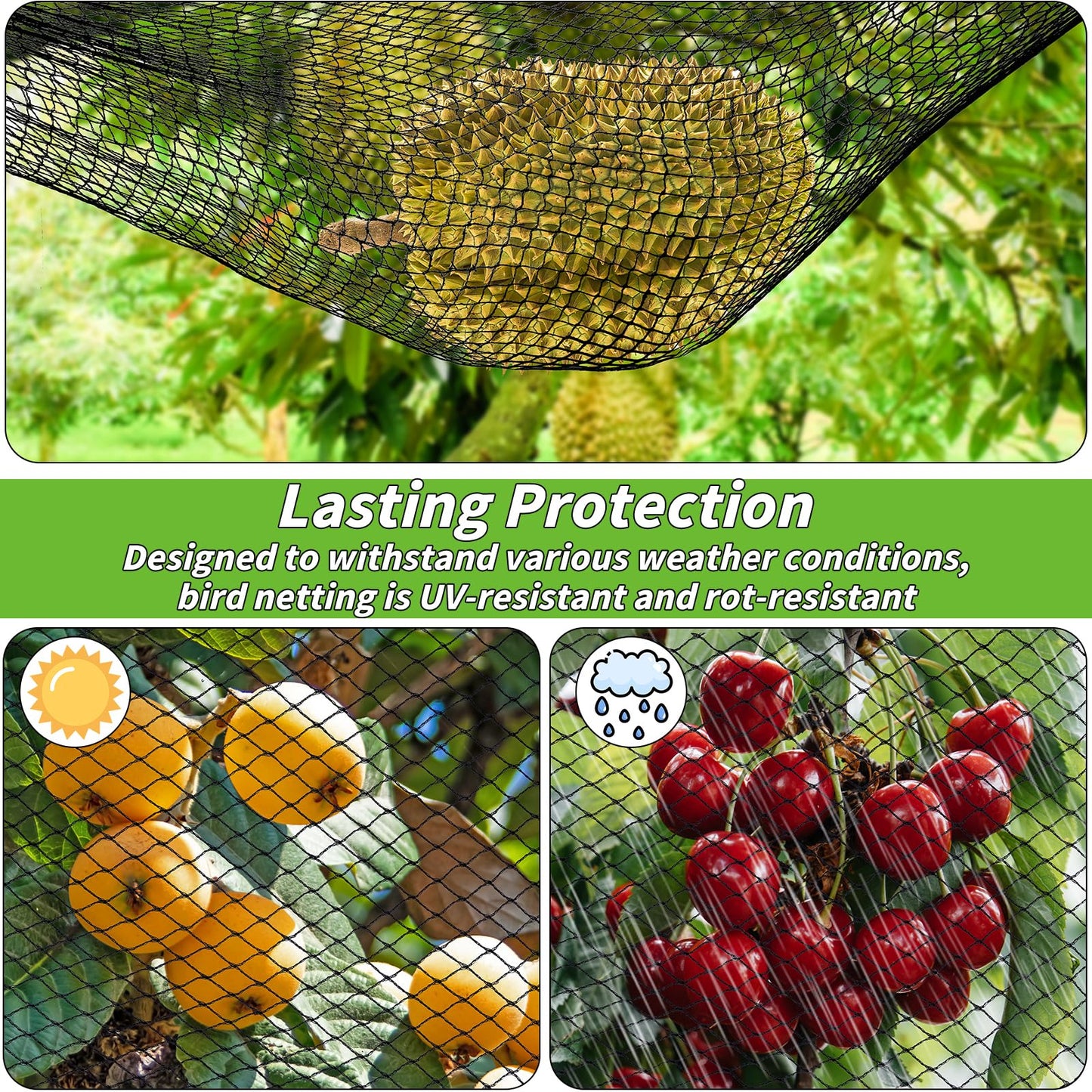 Garden Mesh Netting 28x30 FT - Heavy Duty Bird Net, Mesh Pest Barrier Reusable Ultra Fine Deer Fence Netting Crops Row Cover Raised Bed Protect Fruits Flower Vegetables from Bird Deer Squirrel