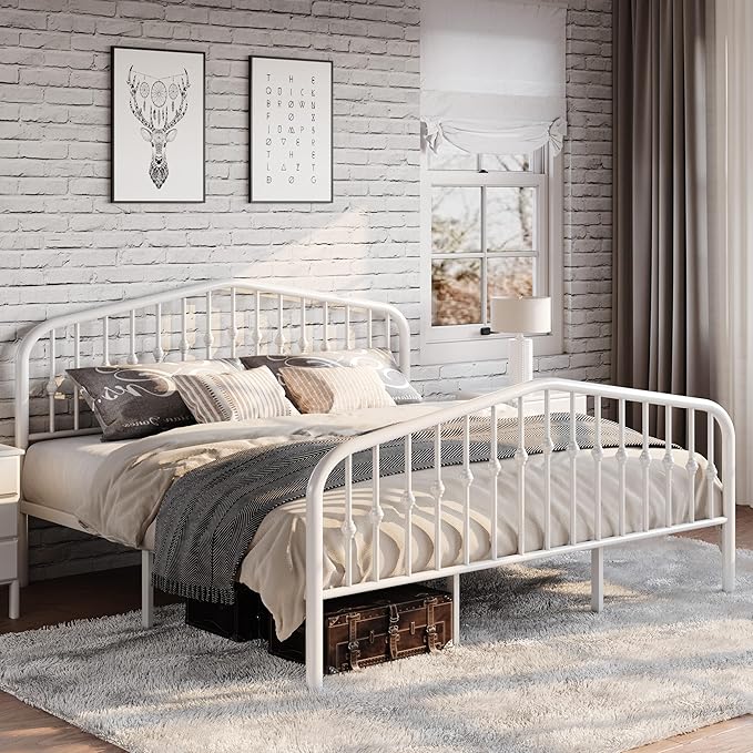 SHA CERLIN King Size Metal Platform Bed Frame