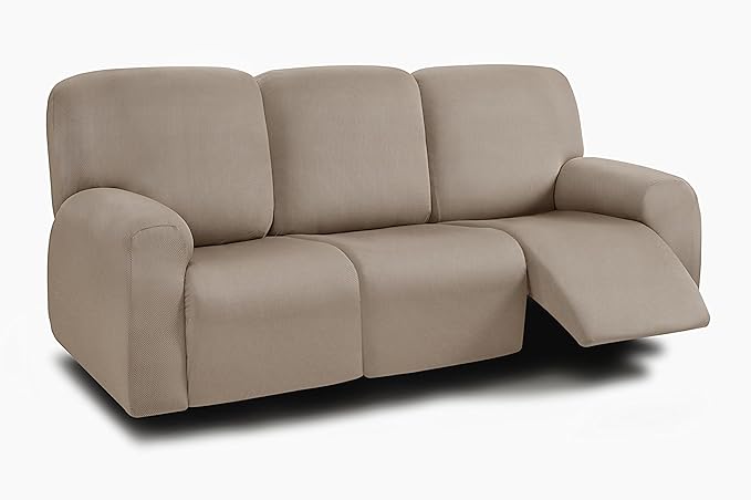 ULTICOR 8-Pieces Recliner Sofa Covers, Yarn Dyed Stretch Reclining Couch Covers