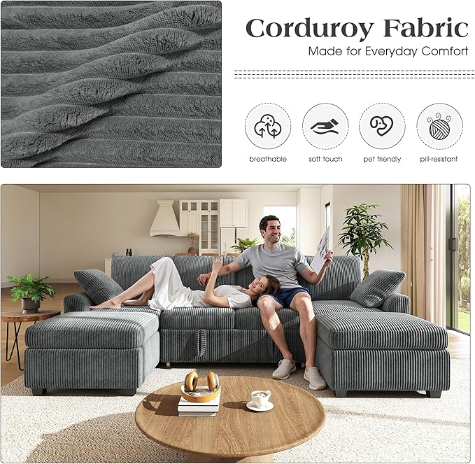 Ihanherry 6-Seater Large Sectional Sofa Bed