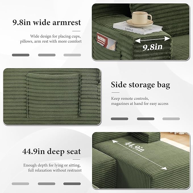 96" Sectional Couches for Living Room Cloud Couch Sofa