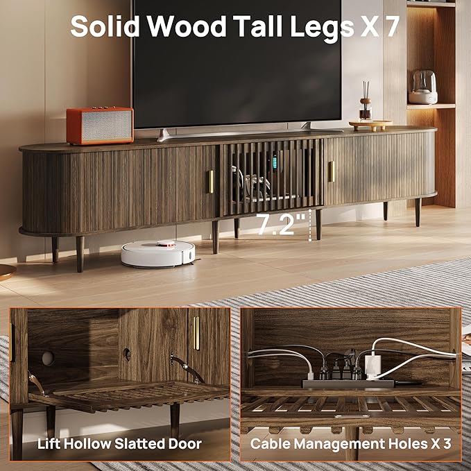 94.5" Fluted Mid Century Modern TV Stand
