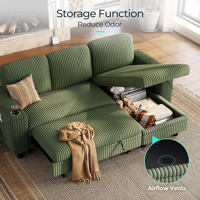 LINSY HOME Sectional Sleeper Sofa Pull Out Couches