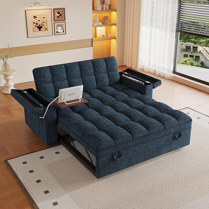 3 in 1 Convertible Sleeper Sofa, 65in Sleeper Couch