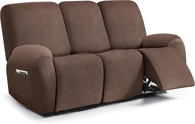 ANARACHON Leather Look Recliner Couch Cover, 8-Pieces Stretch Recliner Sofa