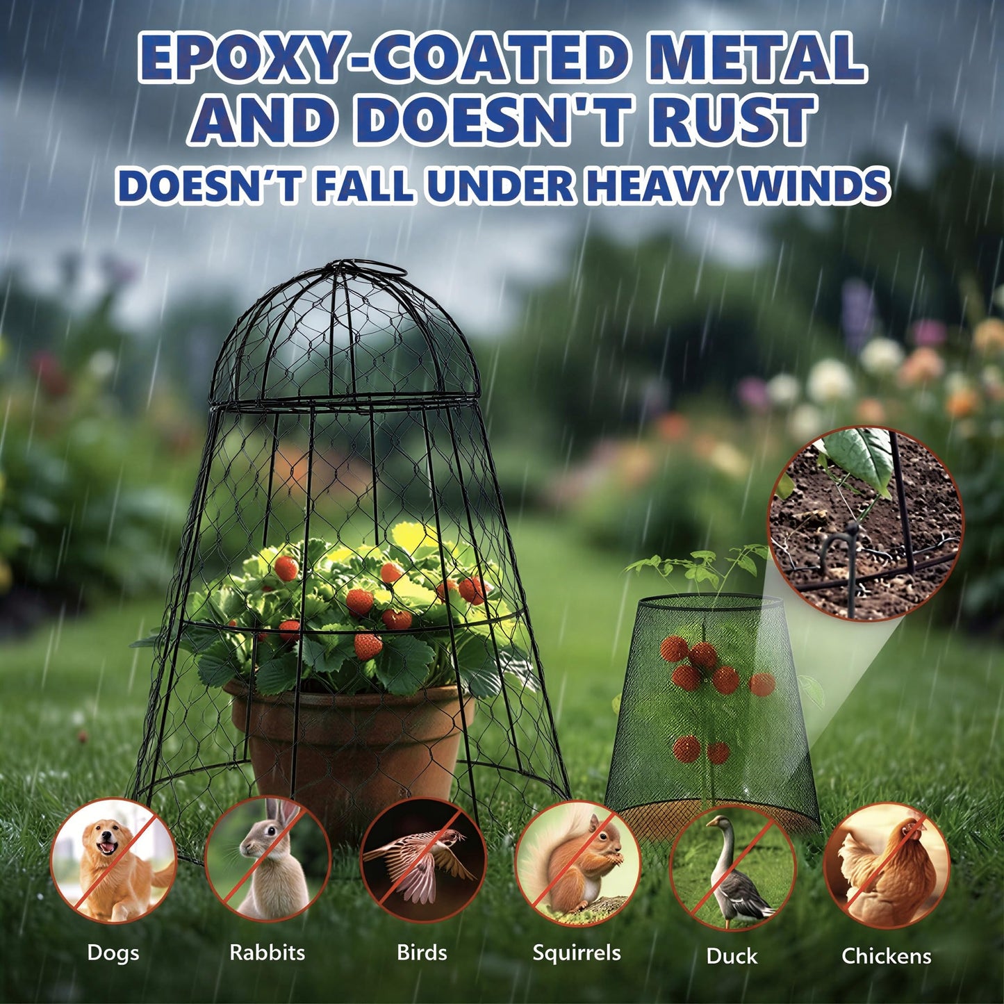 Tcomhk Garden Cloches for Plants, Chicken Wire Plant Cages, Plant Protectors from Animals, Combo Pack, 12 Pcs (6 Large 17.7" × 12.8" + 6 Small 5.87" × 9")