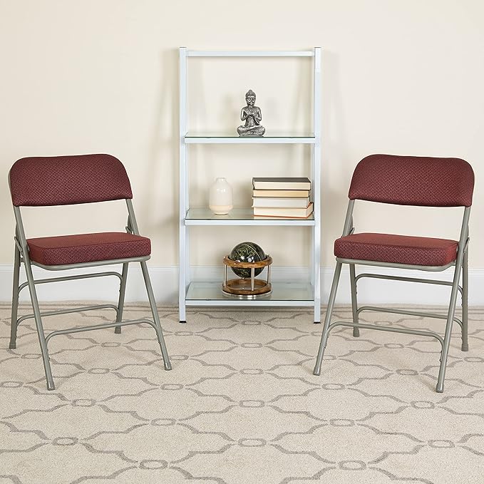 Flash Furniture 2 Pack HERCULES Series Premium Curved Triple Braced & Double