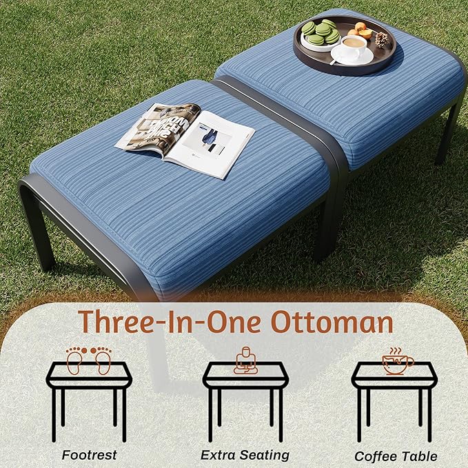 HOMREST Patio Furniture Sets 7 PCS Outdoor Metal Conversation Sets, 360 Degree